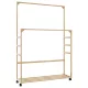 Bambusz ruhaállvány polcokkal és kerekekkel 90x35x155 cm