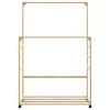 Bambusz ruhaállvány polcokkal és kerekekkel 90x35x155 cm