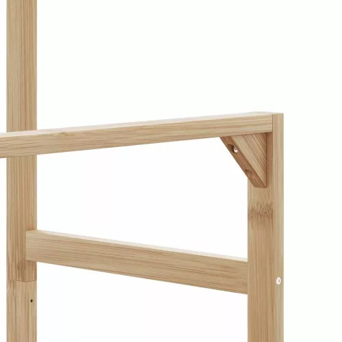 Bambusz ruhaállvány polcokkal és kerekekkel 90x35x155 cm