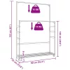 Bambusz ruhaállvány polcokkal és kerekekkel 90x35x155 cm
