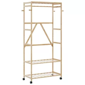   Bambusz ruhaállvány polcokkal és kerekekkel 90x40x179,5 cm