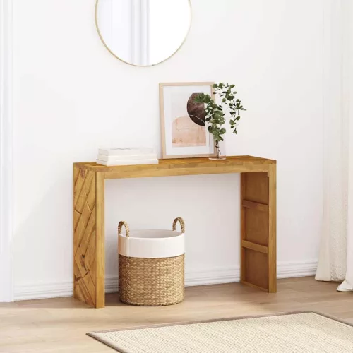 Konzolasztal 110x35x75 cm tömör fa teakfa