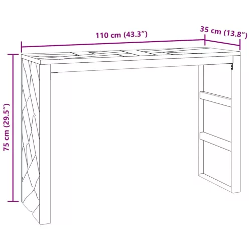Konzolasztal 110x35x75 cm tömör fa teakfa