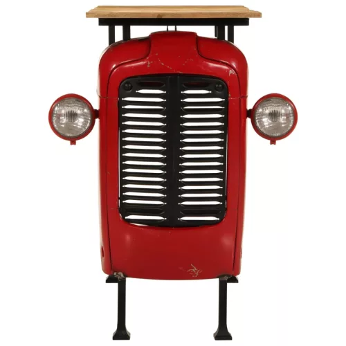 Piros és barna tömör mangófa traktor bárasztal 55x120x107 cm