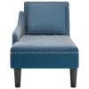 Kék bársony dívány párnával és jobb kartámasszal