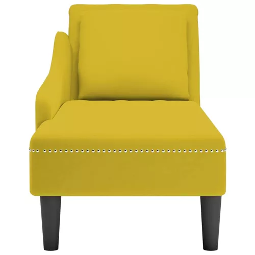 Sárga bársony dívány párnával és jobb kartámasszal