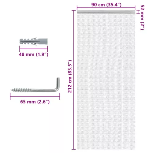 Alumínium láncos ajtószúnyogháló 90 x 212 cm