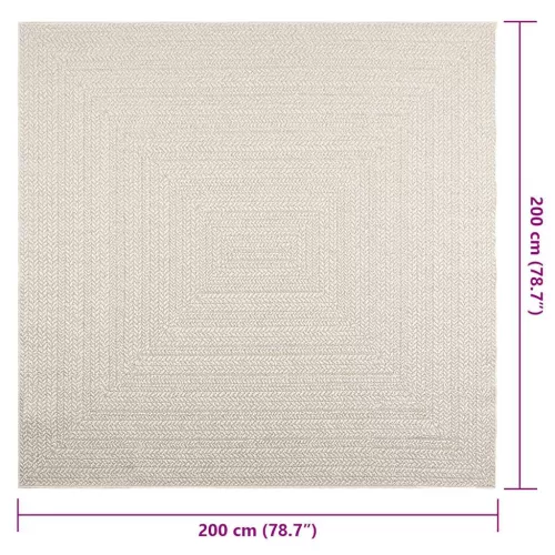 ZIZUR krém juta hatású beltéri és kültéri szőnyeg 200x200 cm