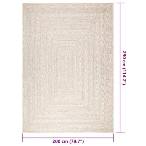 ZIZUR krém juta hatású beltéri és kültéri szőnyeg 200x290 cm