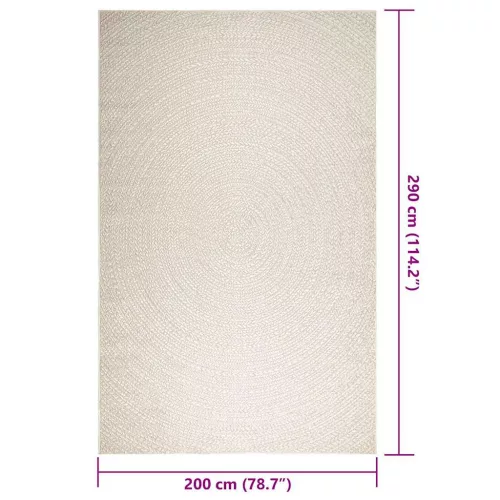 ZIZUR krém juta hatású beltéri és kültéri szőnyeg 200x290 cm