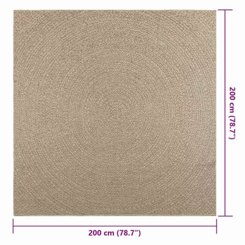 ZIZUR bézs juta hatású beltéri és kültéri szőnyeg 200 x 200 cm