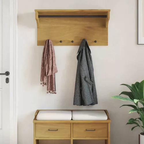 SANDNES tömör fenyőfa falra szerelt kabátállvány 87x30x42 cm