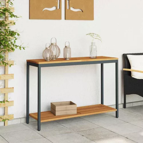 Kültéri Asztal tárolóval Természetes és fekete 110 x 35 x 75 cm