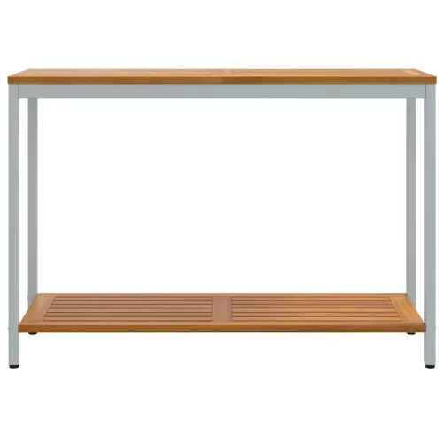 Kültéri Asztal tárolóval Természetes és Szürke 110 x 35 x 75 cm