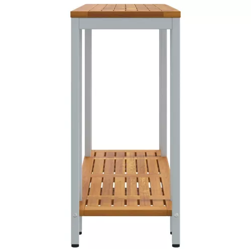 Kültéri Asztal tárolóval Természetes és Szürke 110 x 35 x 75 cm