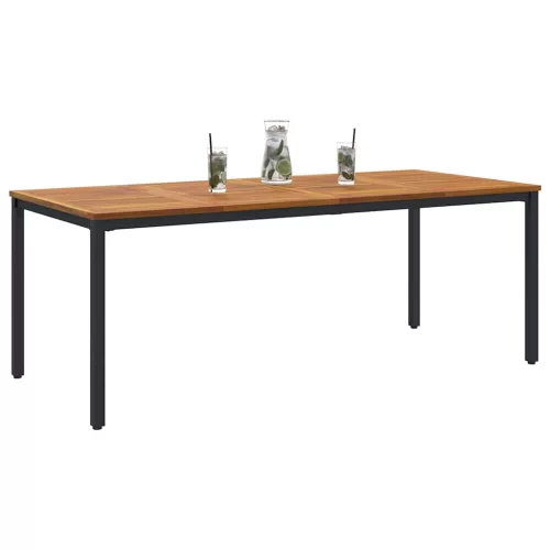 Kültéri asztalok Természetes és fekete 200 x 90 x 75 cm