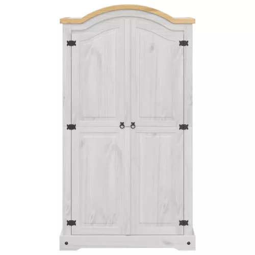 Fehér Corona tömör fenyőfa ruhásszekrény 102 x 52 x 186 cm