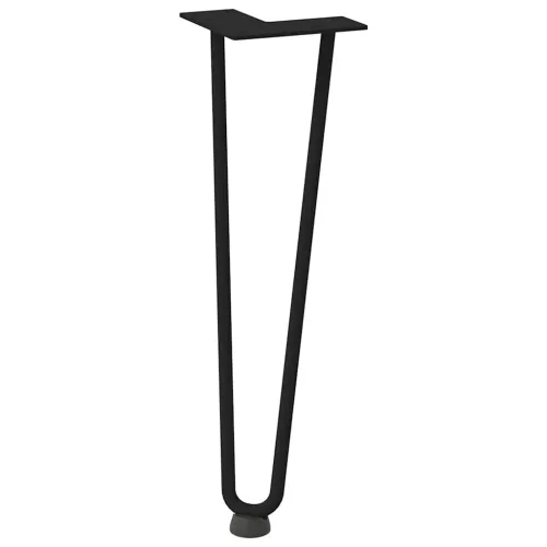 4 db fekete, tömör acél hajtűláb dohányzóasztalhoz 42 cm