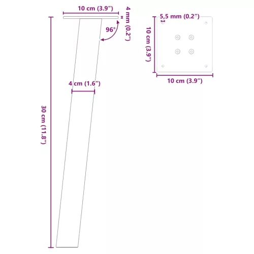 4 db fekete acél dohányzóasztal láb 30 cm
