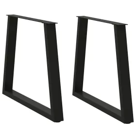   2 db fekete, V-alakú acél étkezőasztal láb 70 x (72-73,3) cm