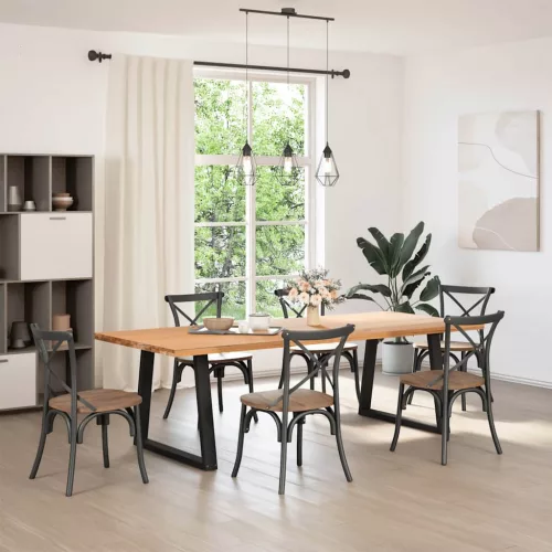 2 db fekete, V-alakú acél étkezőasztal láb 70 x (72-73,3) cm