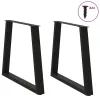 2 db fekete, V-alakú acél étkezőasztal láb 80 x (72-73,3) cm