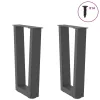 2 db antracitszürke, V-alakú acél dohányzóasztal láb 28 x (42-43,3) cm