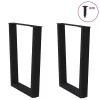 2 db fekete, V-alakú acél étkezőasztal láb 70 x (72-73,3) cm