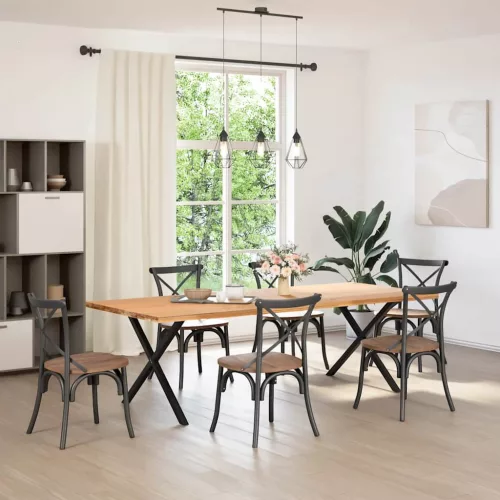 2 db X alakú étkezőasztal láb fekete, 90 x (72-73) cm acél