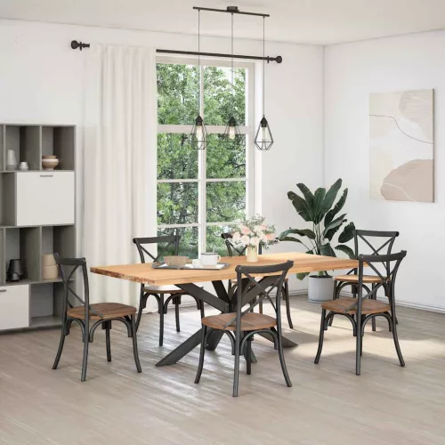 Antracit színű, pók alakú étkezőasztalláb acélból 150x78x(72-73) cm