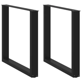  2 db U alakú étkezőasztal láb fekete 80 x (72-73) cm acél étkezőasztal láb