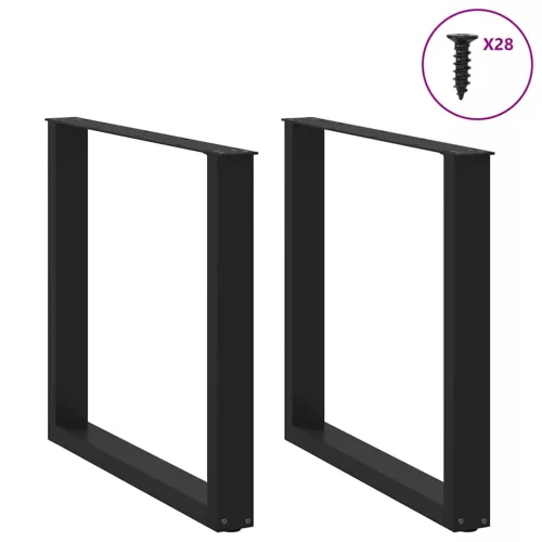2 db U alakú étkezőasztal láb fekete 80 x (72-73) cm acél étkezőasztal láb