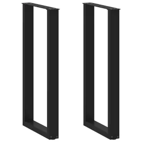 2 db fekete U-alakú acél bárasztalláb 50 x (100-101) cm