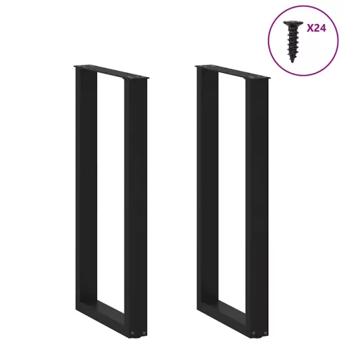 2 db fekete U-alakú acél bárasztalláb 50 x (100-101) cm