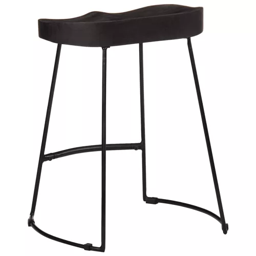 Bárszékek 2 db Fekete 46x38x52 cm tömör fa Mango