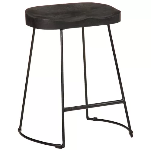Bárszékek 2 db Fekete 46x38x52 cm tömör fa Mango