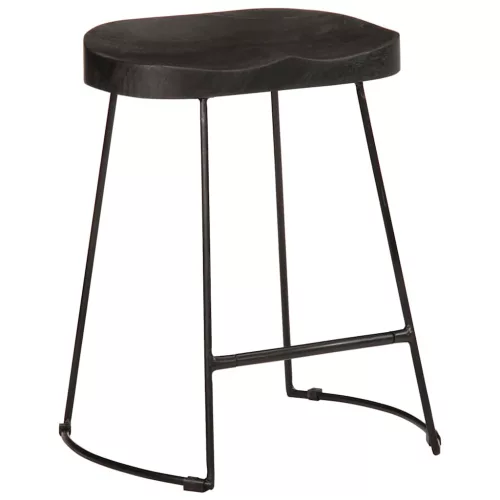 Bárszékek 2 db Fekete 46x38x52 cm tömör fa Mango