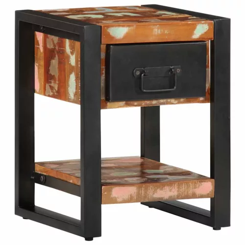 Éjjeli szekrény Többszínű 35x34x45 cm Tömör fa újrahasznosított