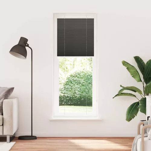 Pliszírozott redőny fekete 70x200 cm szövetszélesség 69,4 cm