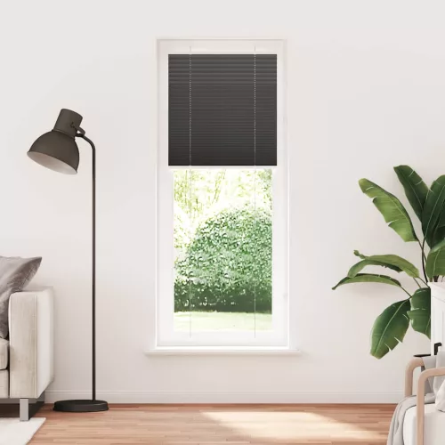 Pliszírozott redőny fekete 80x200 cm szövetszélesség 79,4 cm