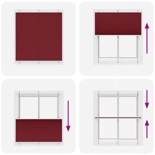 Pliszírozott redőny Bordeaux piros 120x100 cm szövetszélesség