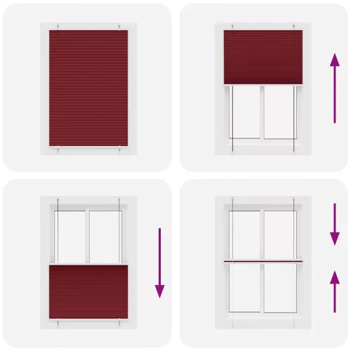 Pliszírozott redőny Bordeaux piros 85x150 cm szövetszélesség