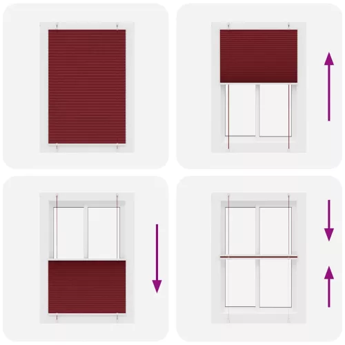 Pliszírozott redőny Bordeaux piros 100x150 cm szövetszélesség
