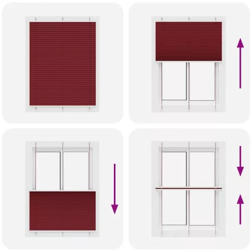 Pliszírozott redőny Bordeaux piros 105x150 cm szövetszélesség