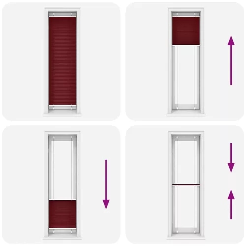 Pliszírozott redőny Bordeaux piros 65x200 cm szövetszélesség