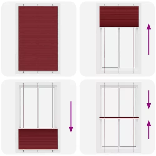 Pliszírozott redőny Bordeaux piros 120x200 cm szövetszélesség
