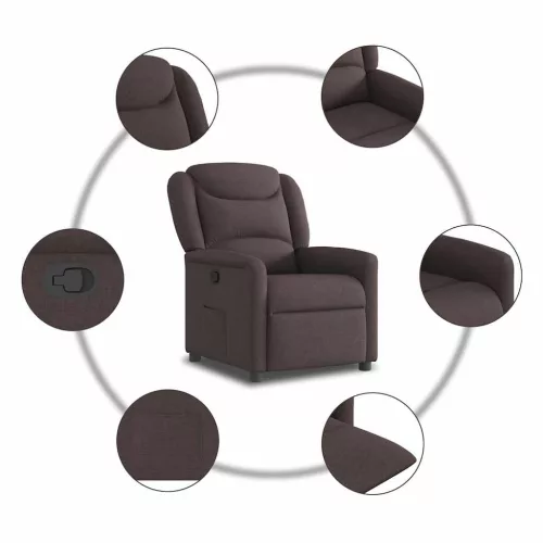Sötétbarna szövet dönthető fotel