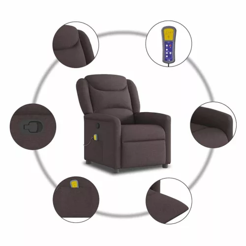Sötétbarna szövet dönthető masszázsfotel