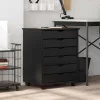 MOSS fekete tömör fenyőfa görgős szekrény fiókokkal