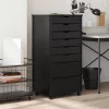 MOSS fekete tömör fenyőfa görgős szekrény fiókokkal